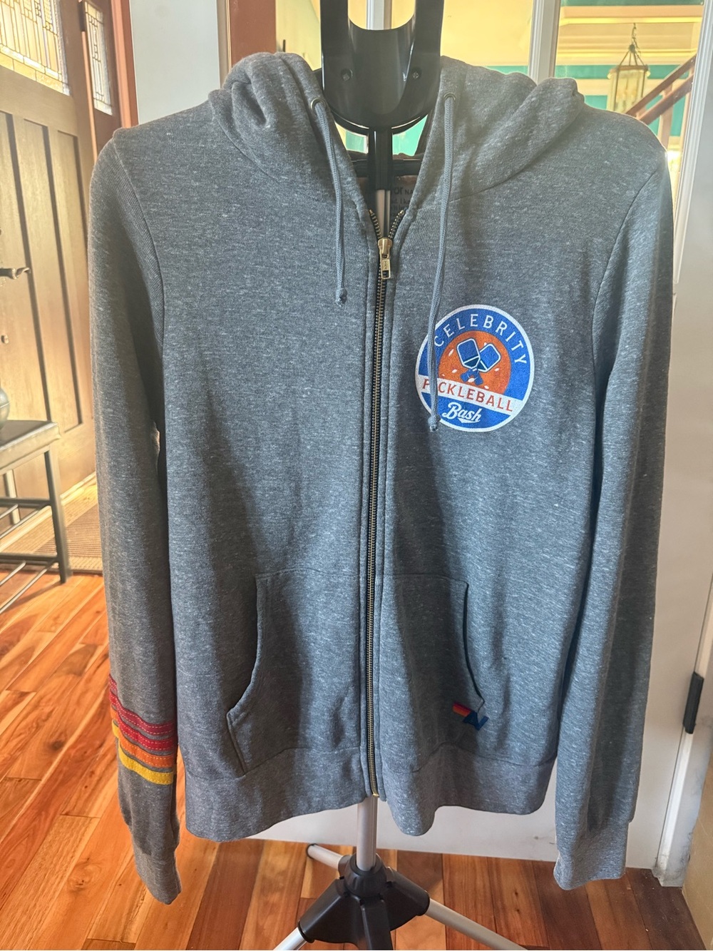 Avaitor Nation Celebrity Pickleball Bash Gray Zip-Up Hoodie- Medium